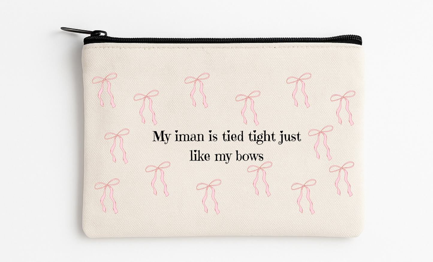 My Iman Is Tied Tight – Canvas Cosmetic Bag (4.7" x 8.2")