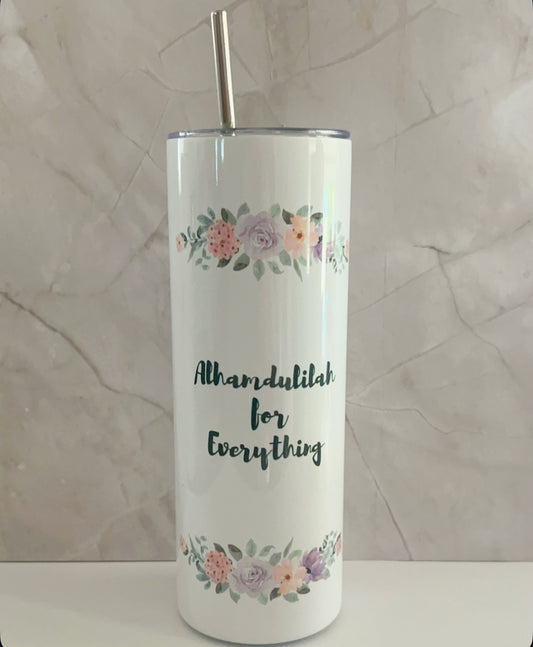 Alhamdulillah for Everything – Soft Floral Tumbler - 20 oz