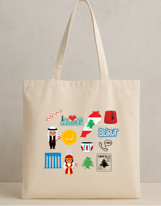 Lebanon Icons Collage Tote Bag