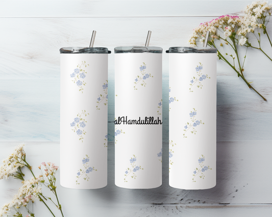 Alhamdulillah Soft Blue Floral Tumbler - 20 oz