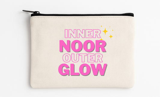Inner Noor, Outer Glow – Canvas Cosmetic Bag (4.7" x 8.2")