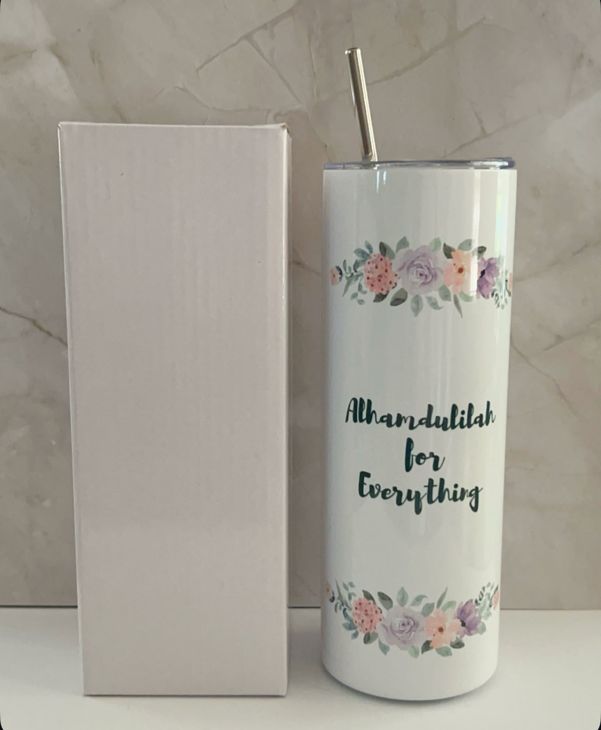 Alhamdulillah for Everything – Soft Floral Tumbler - 20 oz