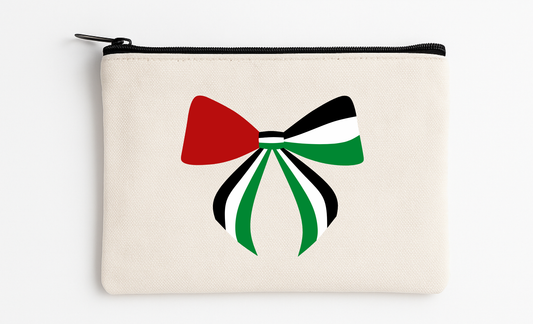 Palestinian Pride – Bow Edition Canvas Cosmetic Bag (4.7" x 8.2")