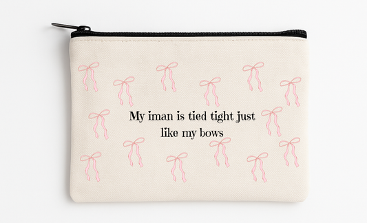 My Iman Is Tied Tight – Canvas Cosmetic Bag (4.7" x 8.2")