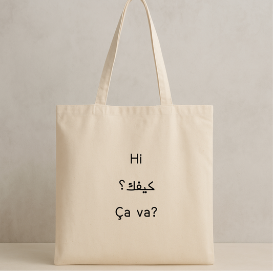 Trilingual Greeting Tote Bag
